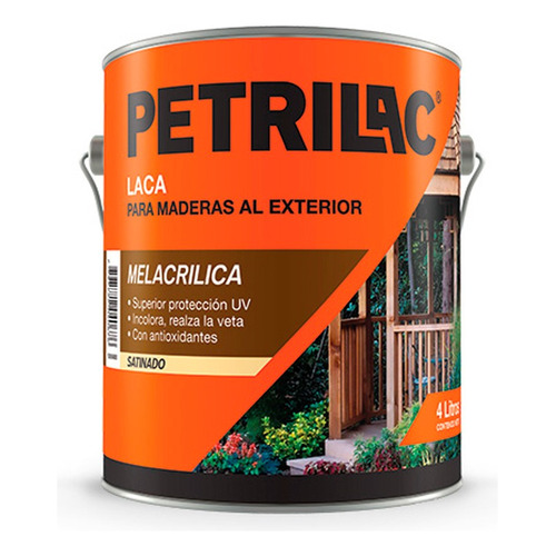 Laca Melacrilica Satinada Maderas Exterior Filtro Uv 4 Lts