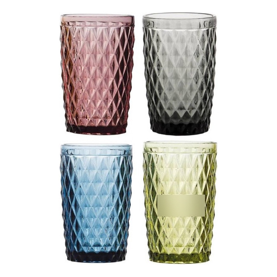 Set De 4 Vasos De Vidrio 350 Ml Marca Idetex