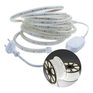 Kit 25 Metros Fita Mangueira Led Chata 6500k 5050 + Conector Cor Da Luz Branco-frio Tensão De Operação 110 Volt 110v