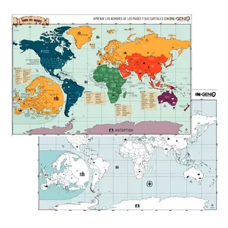 Mapamundi Educativo - Mapa Maestro Para Aprender Pequeño