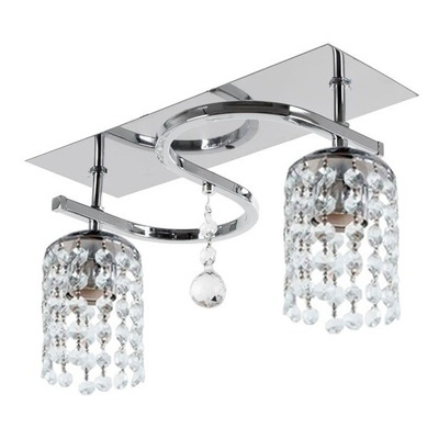 Plafon Lyon S 2 Luces Cromo Cristal Vidrio E27 Deco Moderno