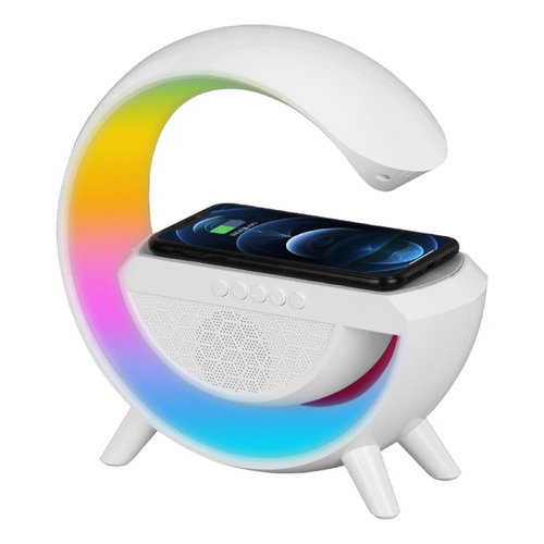 Cargador de estación inteligente con altavoz Bluetooth portátil, color blanco, 110 V/220 V