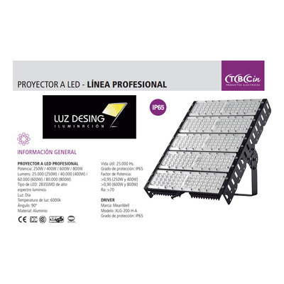 Reflector Led Alta Potencia Profesional 600w Sbn600-md Tbcin