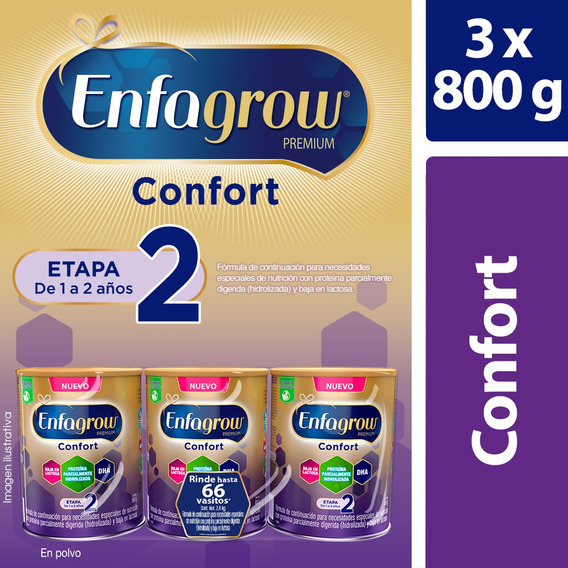 Pack X3 Enfagrow Confort Fórmula Niños Etapa 2 800gr C/u