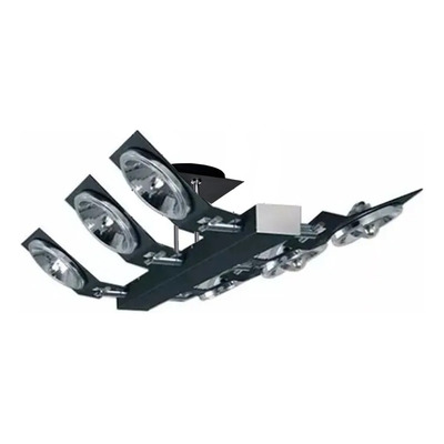Plafon 6 Luces Lampara Ar111 Apto Led Moderno Negro  Acero Negro