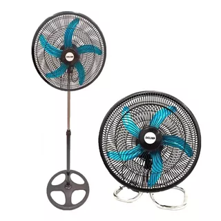 Ventilador De Mesa/de Pie Delhi Dl18 Turbo Negro Con 5 Palas Color  Azul De  Metal, 50 cm De Diámetro 220 v