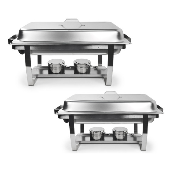 Set X 2 Chafing Dish Mantenedor Comida Acero Inox T433-1