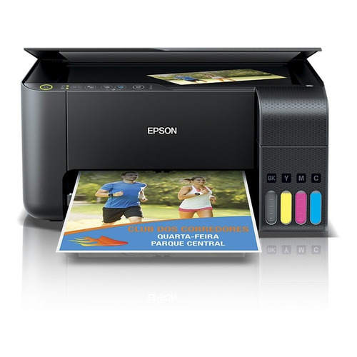 Impressora a cor multifuncional Epson EcoTank L3150 com wifi preta 220V L3150