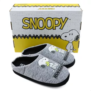 Pantufla Snoopy Para Mujer Confort Textura Suave Gris And23