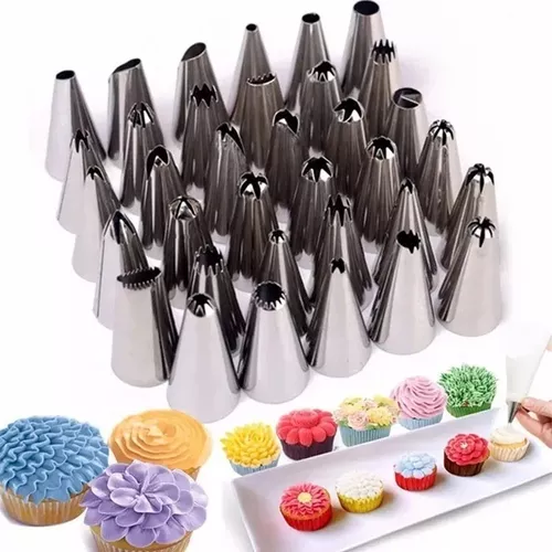 Jogo De Bicos Inox Kit Com 77 Peças Confeitar Bolo, Tortas Kit Confeiteiro  Completo Para Decoração De Bolo em Inox com 77 Pçs