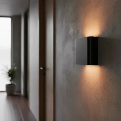 Bidireccional Aluminio Led 12w Luton 2 Negro Moderno Chato  Negro