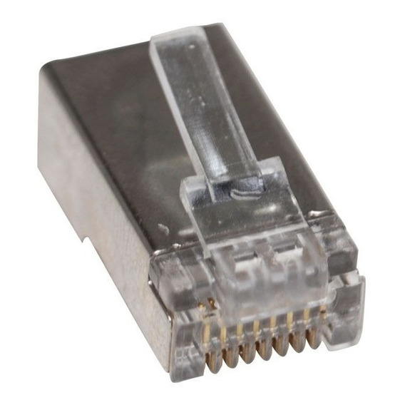 Conector De Red Plug Rj45 Cat 6 X 100 Und Metálico Blindado