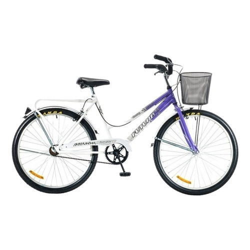 Bicicleta paseo femenina Futura Country R26 frenos v-brakes color violeta/blanco con pie de apoyo  