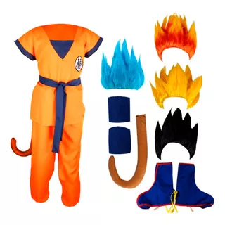 Disfraz Goku Dragon Ball Niño Con Cubre Botas Y Peluca Halloween