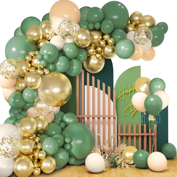 Arco De Guirnalda De Globos Verdes Decoración De Cumpleaños