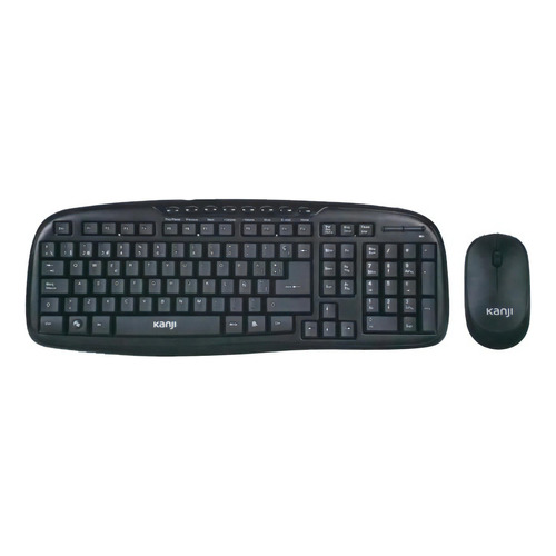 Teclado Y Mouse Inalámbrico Kanji Mouse Óptico 1600 Dpi Color del teclado Negro