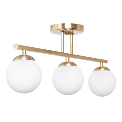 Plafon 5 Luces Barral Elyn Dorado Globo Opal Apto G9 Deco