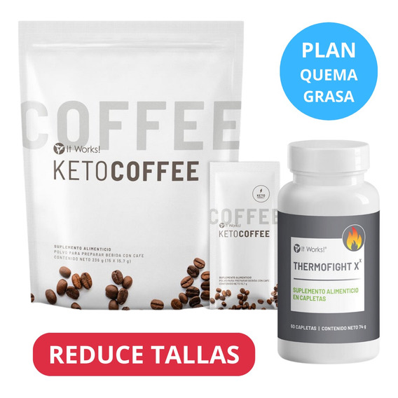 2 Productos Keto, Café Keto Coffee 15 Sobres + Thermofight X