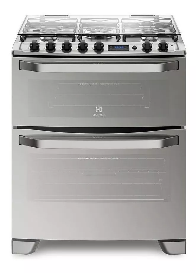 Tercera imagen para búsqueda de cocina electrolux 76 dtx doble horno 5 hornallas acero