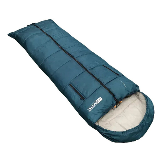 Saco de dormir NTK Handman 10°C con diseño verde liso con cremallera frontal