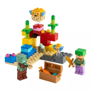 Set De Construcción Lego Minecraft The Coral Reef 92 Piezas  En  Caja