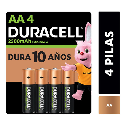 Duracell AA 4 unidades pila recargable tamaño 25 Mah
