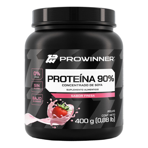 Proteina De Soya 90% (fresa 400 Gr) Prowinner Sabor Fresa