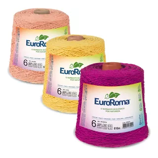 Kit Barbante Euroroma Nº6 Crochê - Escolha Suas Cores - 3 Un