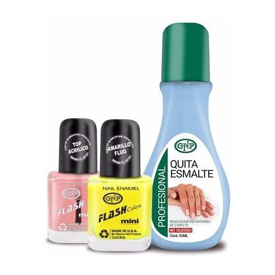 Pack Manos: Esmalte, Top Acrilico Y Quita Esmalte Gnp Nice