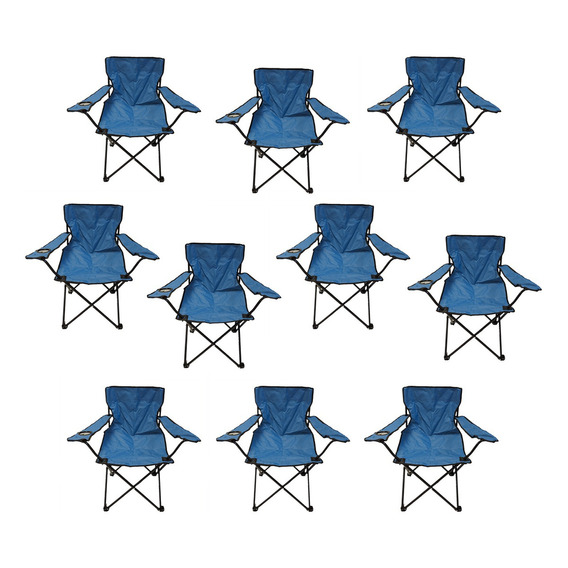 Resel Pack De 10 Sillas Plegables Tipo Camping Para Exterior Color Azul