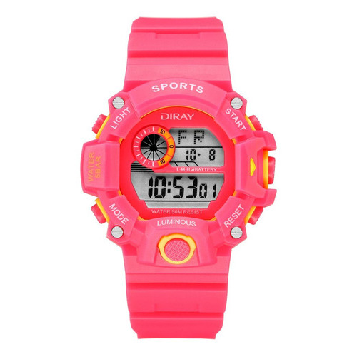 Reloj De Pulsera Diray Para Mujer Deportivo Dr208l5 Color de la correa Rosa Color del bisel Rosa/Lila Color del fondo Gris