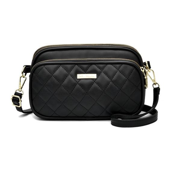 Bolsa Negra Mujer De Tres Bolsillos Crossbody Pequeño Bolsos