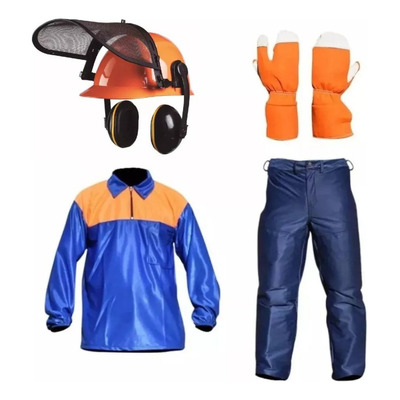 Kit Motosserrista Camisa, Calça, Capacete 3 X 1, Par De Luva