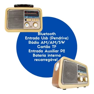 Rádio Retro Vintage Estilo Antigo Usb Bluetooth Fm Am Bivolt Cor Preto 110v/220v (bivolt)