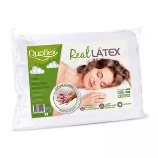 Travesseiro Inteligente Duoflex Real Látex Tradicional 68cm X 14cm Cor Branco