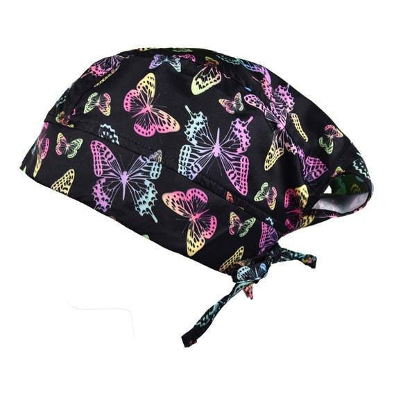 Gorro Médico Quirúrgico Dama Negro Mariposas