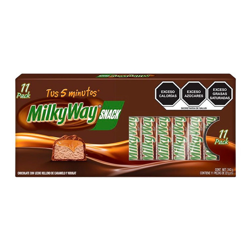 Milky Way Snack 11 Piezas Tus 5 Minutos Relleno De Caramelo