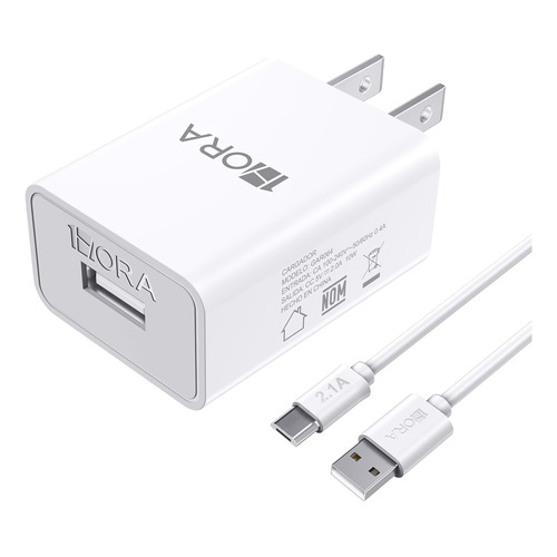 Cargador USB con cable Micro-USB Cargador Universal Carga Rápida Compatible Con Samsung Motorola Oppo 1Hora GAR064 Blanco