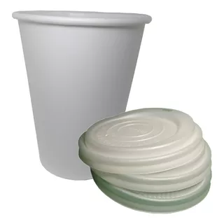 50 Vasos 16 Oz. Con Tapa Para Café Biodegradable Papel Pla