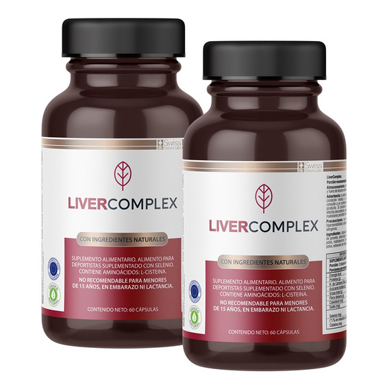 Suplemento en cápsula Swiss Nature Labs  Linea Wellness / Liver Complex Liver Complex l-cisteína en frasco de 70g 60 un pack x 2 u