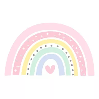 Adesivo Parede Decoração Infantil Arco Iris Cor Pastéis 120