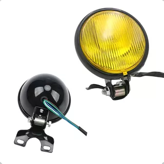 Farol Vidro Lente Amarelo Motocicleta Retro Vintage Custon