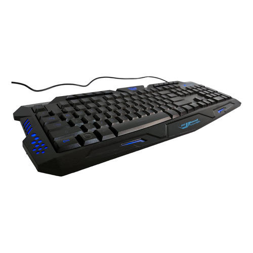 Teclado gamer Wired M200 QWERTY inglés color negro con luz azul y roja