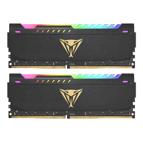 Memoria RAM Viper Steel RGB gamer color negro 32GB 2 Patriot PVSR432G360C0K