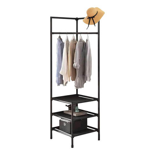 Rack Perchero Esquinero Colgador Organizador De Ropa Armable Color Negro