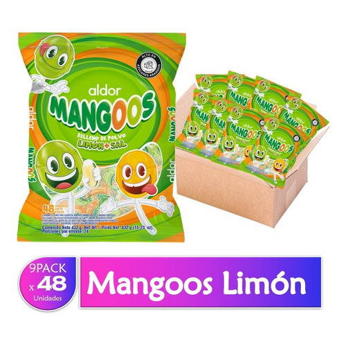 Chupeta Mangoos Limón + Sal 9 Paquetes X 48 Uds
