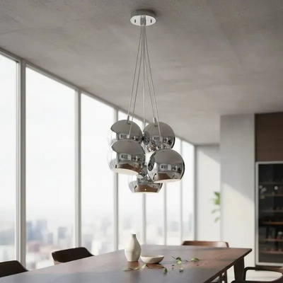 Lampara Colgante Cromo 5 Luces Ramillete Apto Led Cromo
