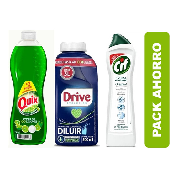 Pack 1 Quix + 1 Detergente Liquido Para Diluir Drive+1 Cif