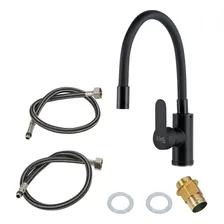 Griferia Monocomando Rieti By Gadnic Para Cocina Flexible Acabado Mate Negro