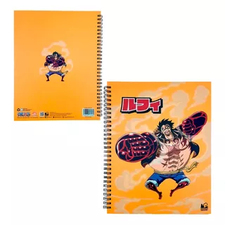 Monkey D Luffy Gear One Piece Libreta Profesional 100 Hojas Color Cuadro Chico / Cuaderno / Doble Arillo Y Stickers